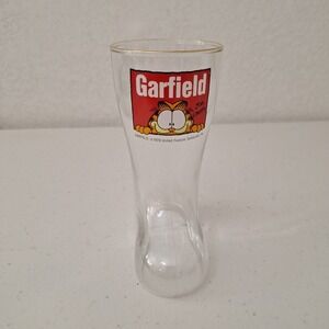 RARE Vintage 1978 GARFIELD The Cat Glass Boot Cup Beer Mug Gold Rimmed Jim Davis